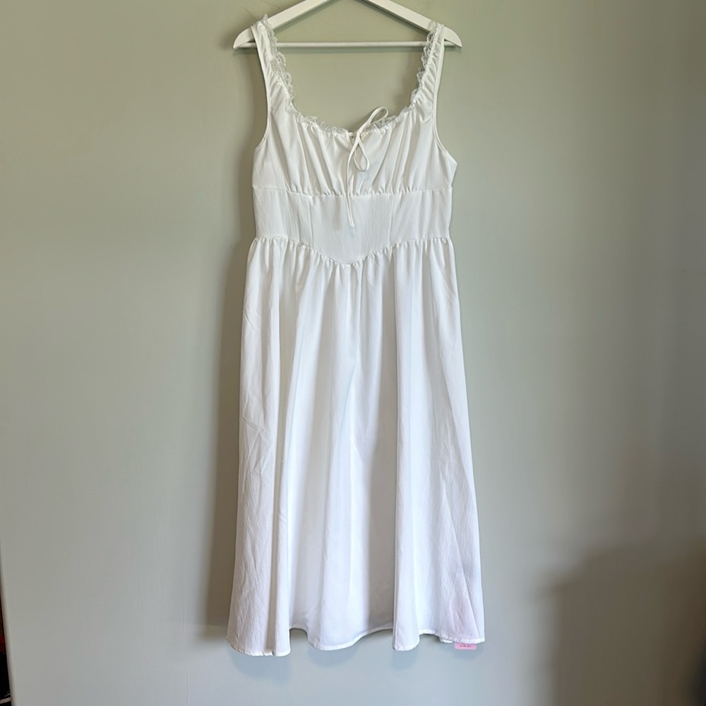 White short sleeved midi dress